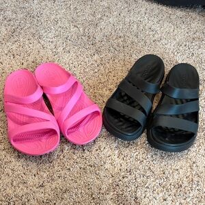 Croc sandal bundle / Pink and Black Slide Sandals